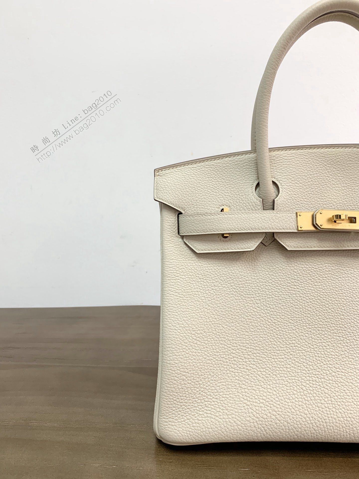 Hermesn鉑金女包 愛馬仕Birkin手提包 原廠Togo皮 奶昔白 全手工  am2211